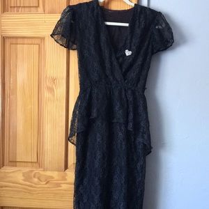 Vintage 1980’s black lace dress, small